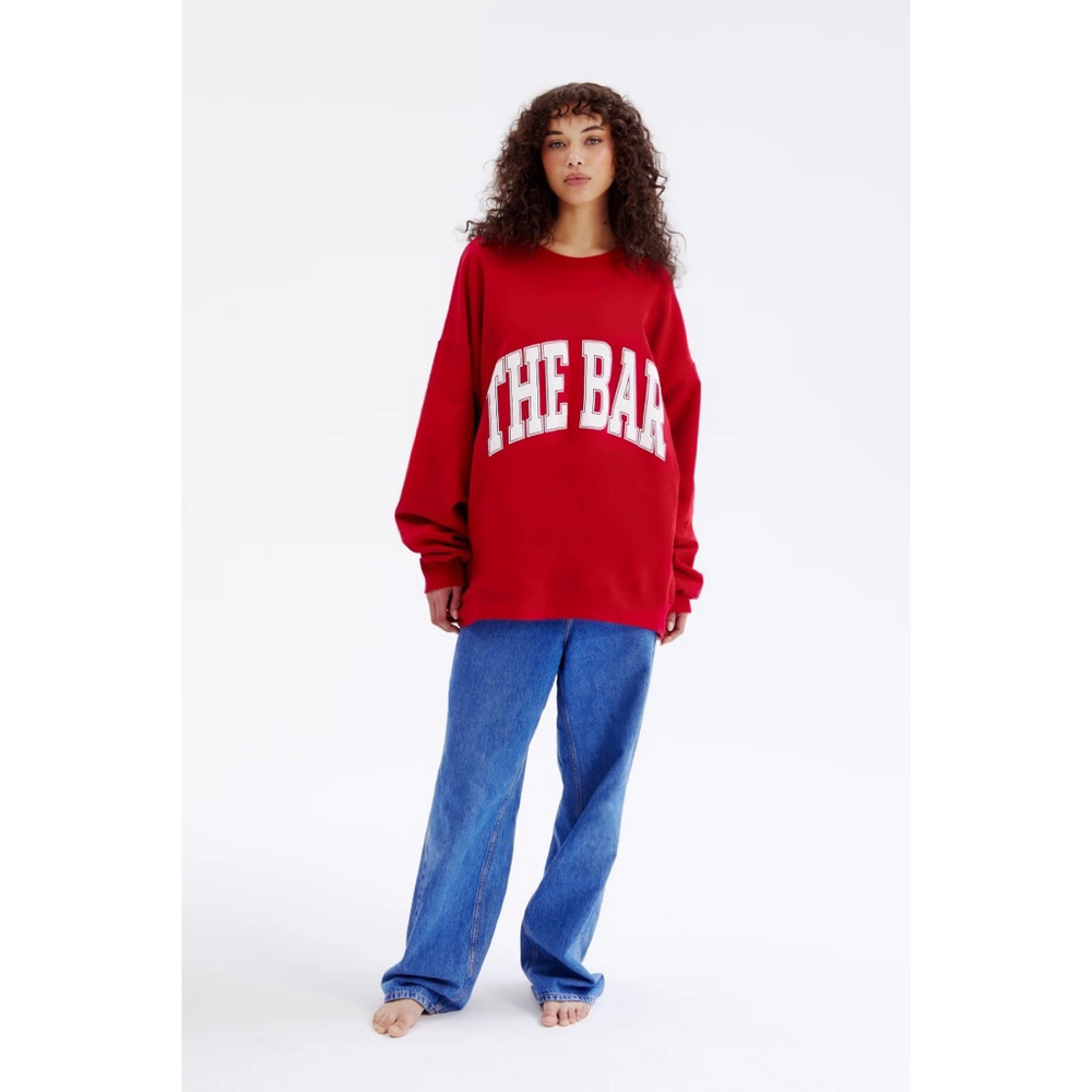 Women's THE BAR Red & White Varsity Sweatshirt XXL